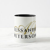 Monogramm Weißgold Schwarzer Name Minimalistisch E Tasse (Zentrum)