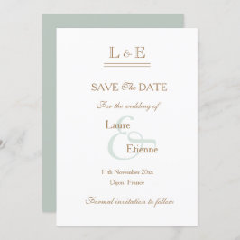 Monogramm Weißkörnige Goldmaße Save the Date Einladung