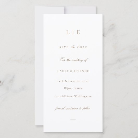 Monogramm Weißrosa Save the Date Hochzeit (Vorderseite)