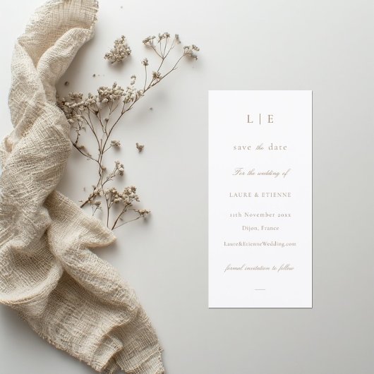 Monogramm Weißrosa Save the Date Hochzeit