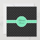 Monogramm Weißschwarz, Seafoam Polka Dot Probe Einladung (Rückseite)