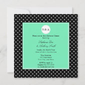 Monogramm Weißschwarz, Seafoam Polka Dot Probe Einladung (Vorderseite)