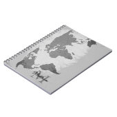 Monogramm Weltkarte Reisender Name Geschenk Gefall Notizblock (Linke Seite)