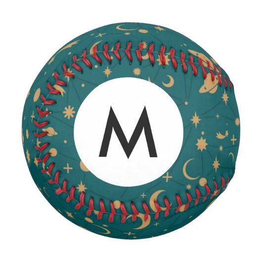 Monogramm-Weltraummuster Baseball (Vorderseite Links)