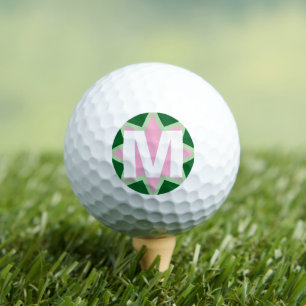 Monogramm Whimsical Rosa Grüne Seerose Golfball
