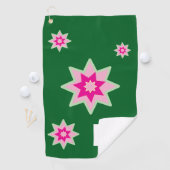 Monogramm Whimsical Rosa Grüne Seerosen Golfhandtuch (Insitu)