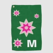 Monogramm Whimsical Rosa Grüne Seerosen Golfhandtuch (Vorderseite)