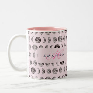 Monogramm Whimsical Träumerische Mondphasen Gesche Zweifarbige Tasse