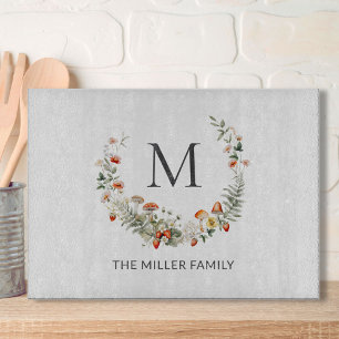 Monogramm Whimsical Watercolor Floral Botanisch Schneidebrett