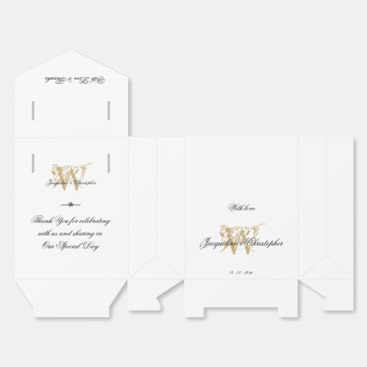 Monogramm White & Gold Chic Geschenkschachtel (Ungefaltet)