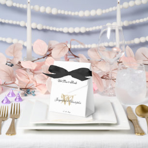 Monogramm White & Gold Chic Geschenkschachtel