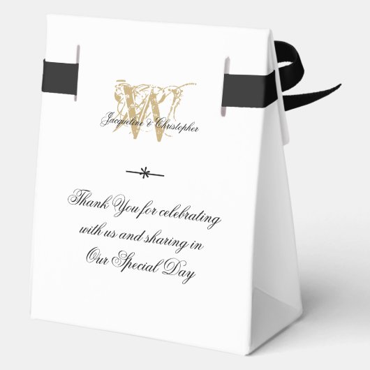 Monogramm White & Gold Chic Geschenkschachtel (Rückseite)