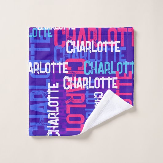 Monogramm Wiederholname Muster Kids Badhandtuch Set (Waschlappen)