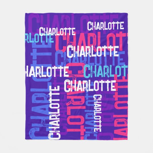 Monogramm Wiederholname Muster Kids Fleecedecke (Vorderseite)