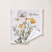 Monogramm Wildblume Bouquet Badhandtuch Set (Waschlappen)