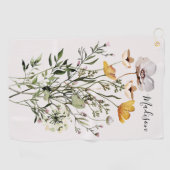 Monogramm Wildblume Bouquet Golfhandtuch (Horizontal)