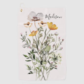 Monogramm Wildblume Bouquet Golfhandtuch (Vorderseite)