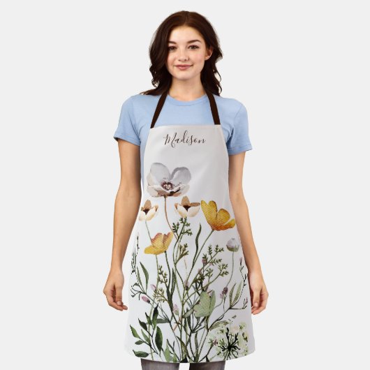Monogramm Wildblume Bouquet Schürze (Getragen)