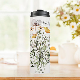 Monogramm Wildblume Bouquet Thermosbecher