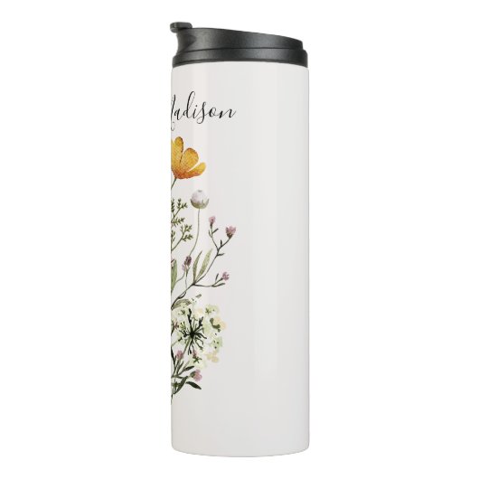 Monogramm Wildblume Bouquet Thermosbecher (Nach rechts gedreht)