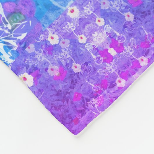 Monogramm-Wildblume-lila Blau Fleecedecke (Ecke)