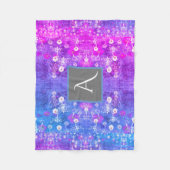 Monogramm-Wildblume-lila Blau Fleecedecke (Vorderseite)