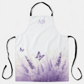 Monogramm Wildblume Schmetterling Lavendel Blumenm Schürze (Vorderseite)