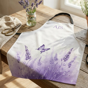 Monogramm Wildblume Schmetterling Lavendel Blumenm Schürze