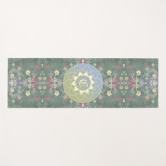 Monogramm-Wildblume Symmetrie Yogamatte (Vorderseite (Horizontal))