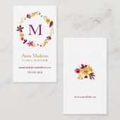 Monogramm-Wildblume Visitenkarte (Vorne/Hinten)
