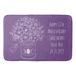 Monogramm-Wildblumen-Blumenstrauß Badematte