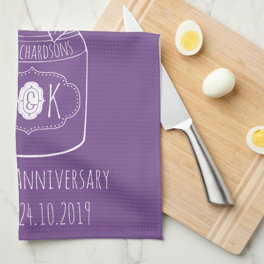 Monogramm-Wildblumen-Blumenstrauß Handtuch (Viertel Falte)