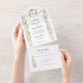 Monogramm Wildblumen Gartenfarben All In One Einladung (Abreißen)