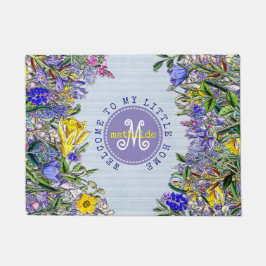 Monogramm-Wildblumen Vintage Viktorianische Blume Fußmatte