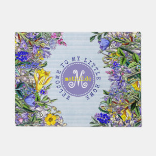 Monogramm-Wildblumen Vintage Viktorianische Blume Fußmatte