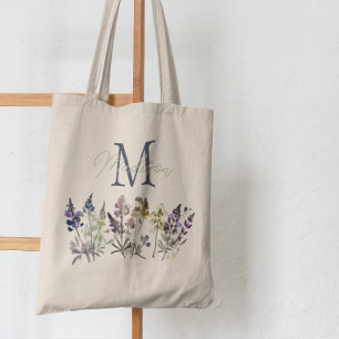 Monogramm-Wildblumen - wiederverwendbare Lebensmit Tragetasche