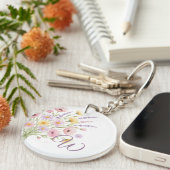 Monogramm-Wildblumenstrauß-Foto Schlüsselanhänger (Vorderseite rechts)