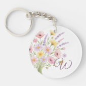 Monogramm-Wildblumenstrauß-Foto Schlüsselanhänger (Vorderseite)
