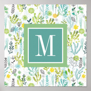 Monogramm   wildes und freies Muster Poster