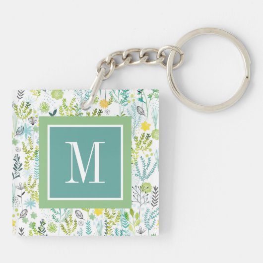 Monogramm | wildes und freies Muster Schlüsselanhänger (Rückseite)