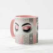 Monogramm Wimpern mit rosa Glitter Tasse (Vorderseite Links)