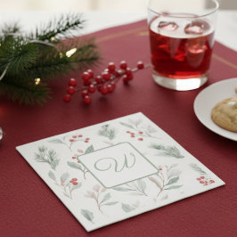 Monogramm Winter Botanicalpapier Serviette
