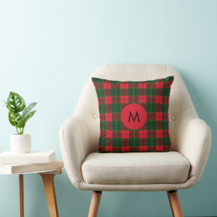 Monogramm Winter Holiday Tartan Muster schottisch Kissen