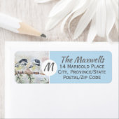 Monogramm-Winterszene mit Vögeln Rücksende-Adresse (Insitu)