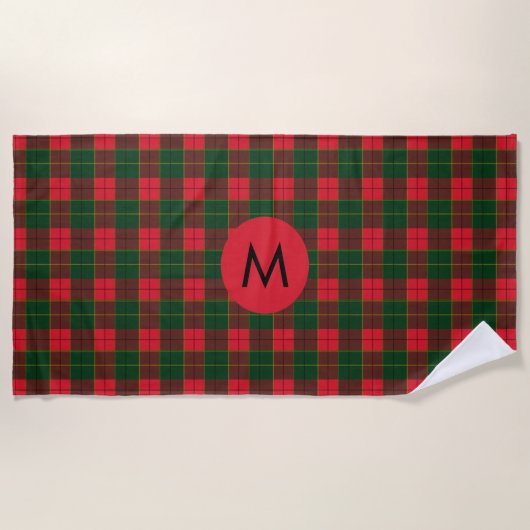 Monogramm-Winterurlaub-Tartanmuster schottisch Strandtuch (Vorderseite)