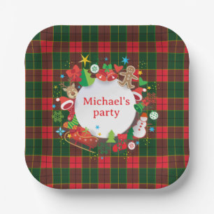 Monogramm Winterurlaub Weihnachten schottisches Mu Pappteller