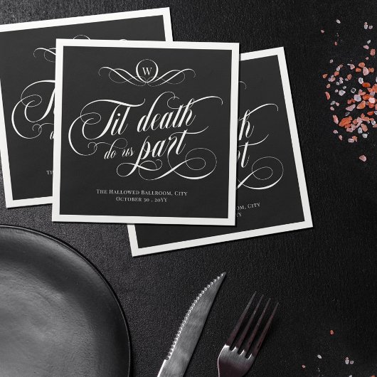 Monogramm Wirbel bis Tod tun uns Teil Hochzeit Serviette