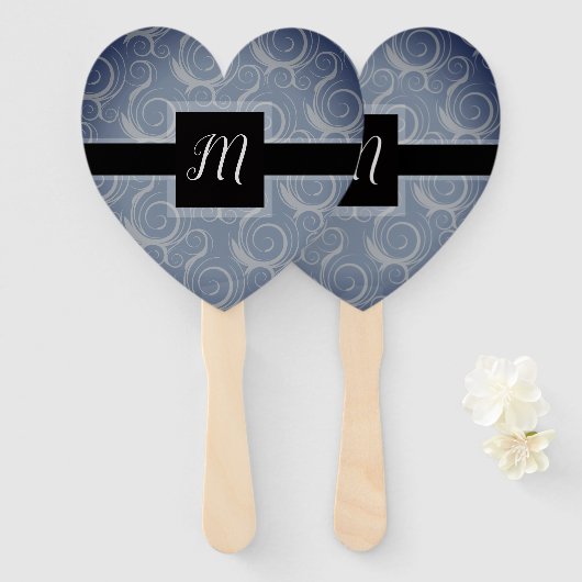Monogramm-Wirbel-Gastgeschenk Hochzeit Fächer (Vorne und Hinten)