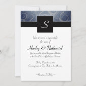 Monogramm-Wirbel Hochzeit Einladung (Vorderseite)
