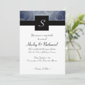 Monogramm-Wirbel Hochzeit Einladung (Stehend Vorderseite)